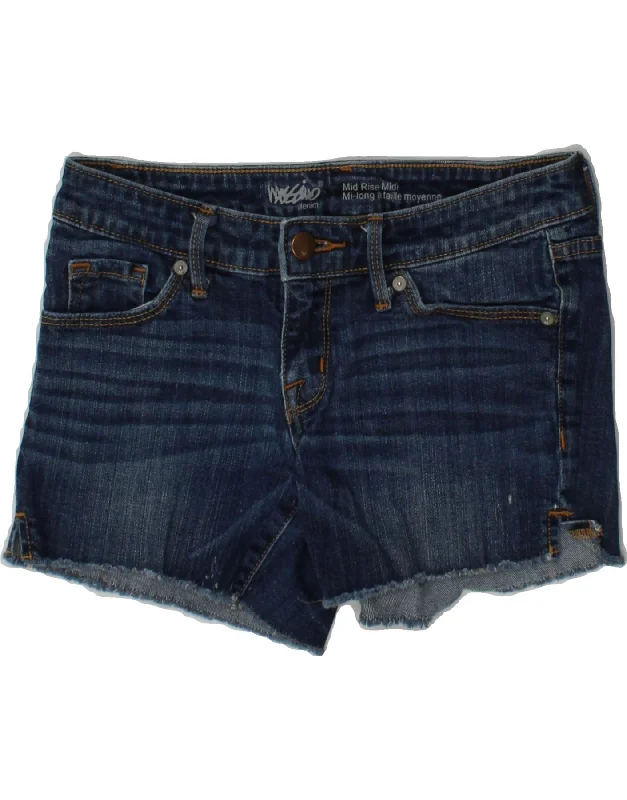 Letter embroidery MOSSIMO Womens Mid Rise Denim Shorts US 0 XS W25  Navy Blue Cotton