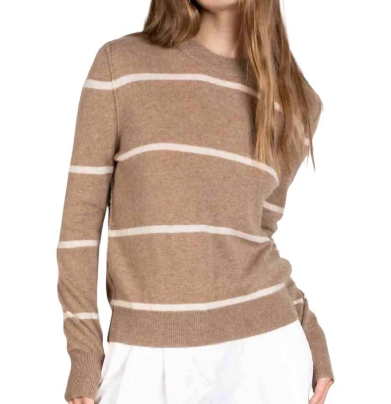 Nightclub Style Cashmere Striped Syd Sweater In Brown