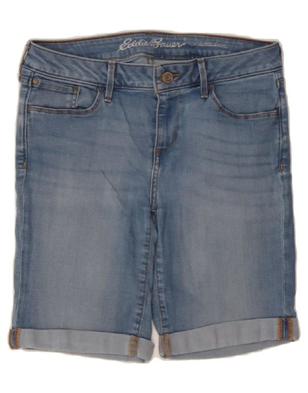 Luxury and fashionable EDDIE BAUER Womens Slightly Curvy Denim Shorts US 8 Medium W26 Blue Cotton