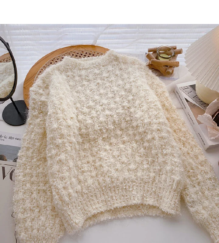 Avant-garde trend Fashionable foreign style sweater versatile round neck Pullover  6069