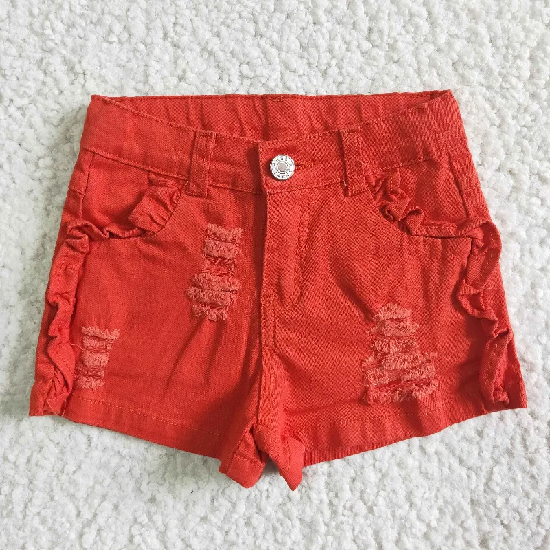 Cozy Pants Orange denim shorts