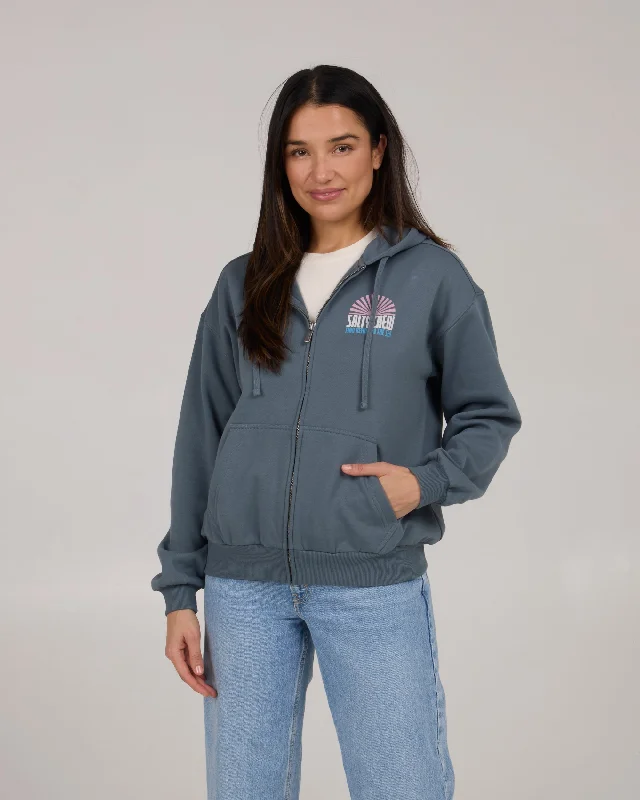 Personalized Outfit In The Rays Zip Fleece Hoodie - Fin Blue