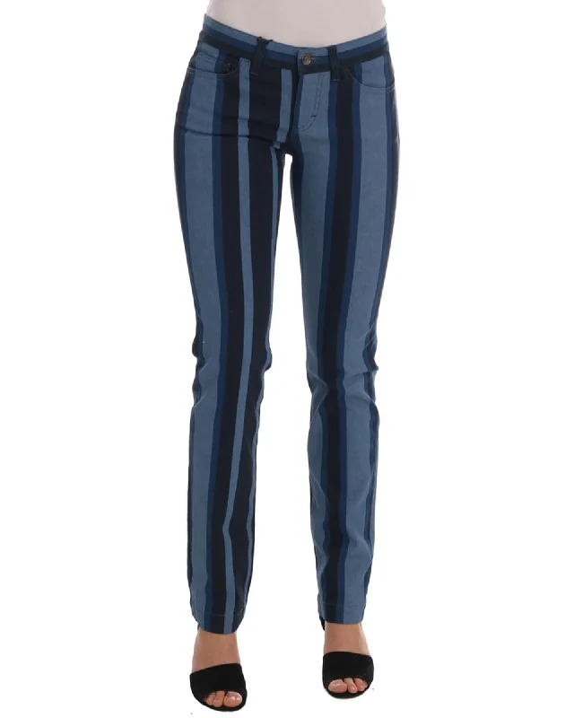 Youthful Style Blue Striped Cotton Stretch Denim Jeans - Dolce & Gabbana 40 IT Women