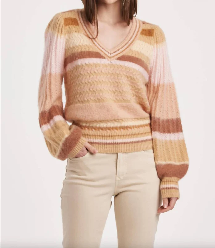 All-Day Wear Gia V-Neck Sweater Top In Copper Rose