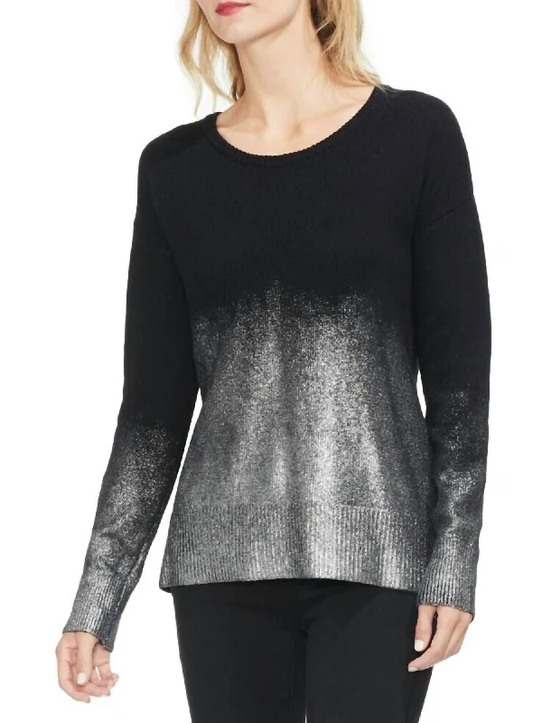 Effortless Dressing Ombre Foil Pullover Sweater