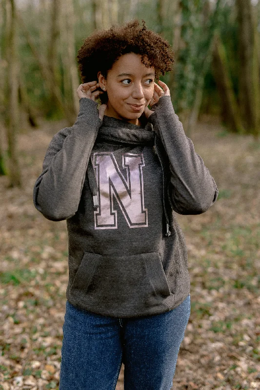 Classic Items Charcoal Personalised Rose Gold Cowl Neck Hoodie