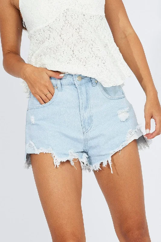 Exclusive Customization Denim Ripped Denim Shorts High Rise