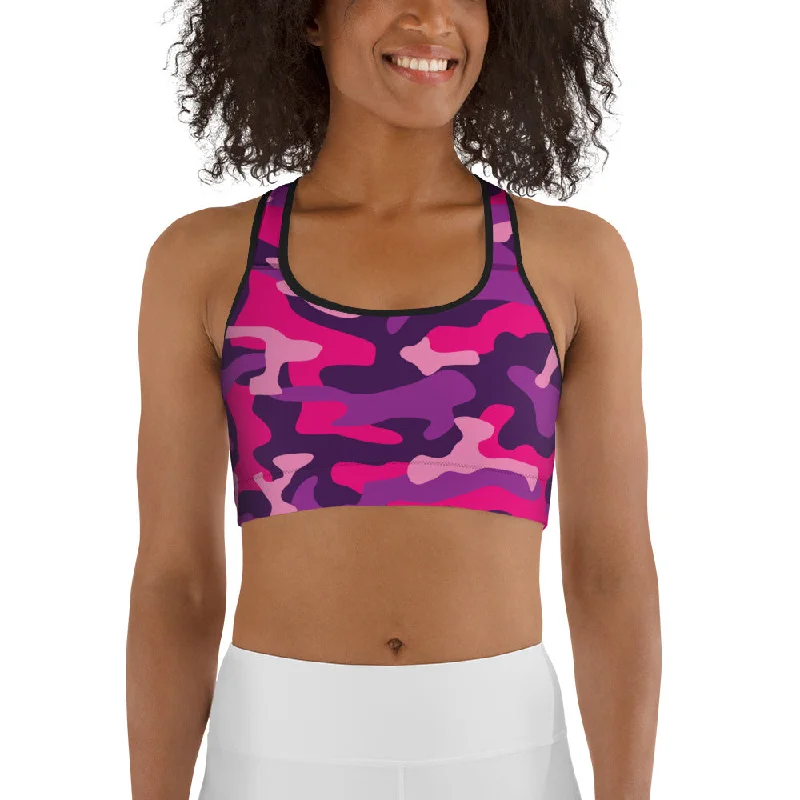 Sports suit style Pink & Purple Camo Sports Bra