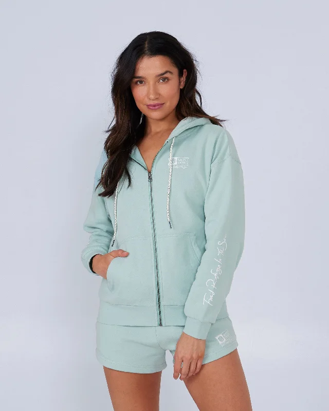 Classic Design Alpha Zip Fleece Hoodie - Jade