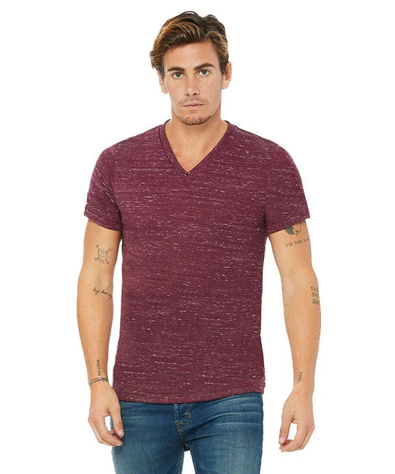 Personal Charm 3655C - Bella + Canvas Unisex Textured Jersey V-Neck T-Shirt | Maroon Marble