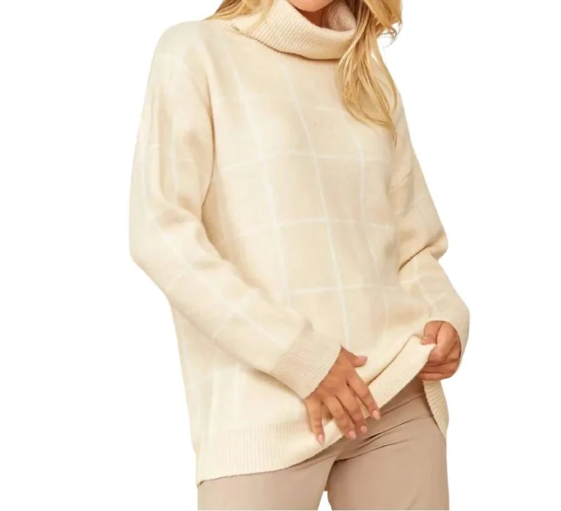 Trendy Casuals Windowpane Sweater In Cream