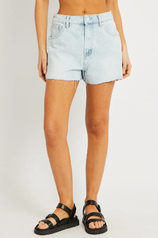 High Street Style Denim Relaxed Short High Rise