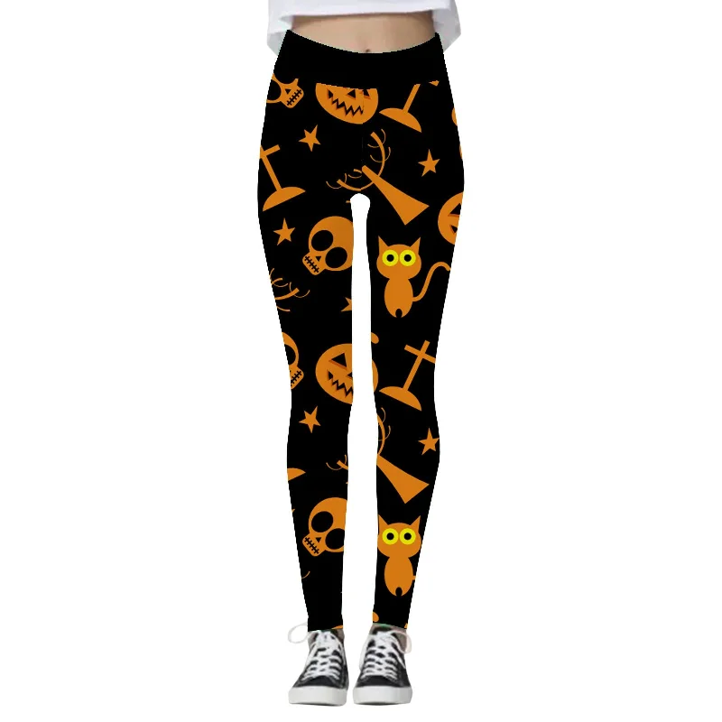 Cute Design Women's Fashion Halloween High Waist Elastic Yoga Sports Leggings