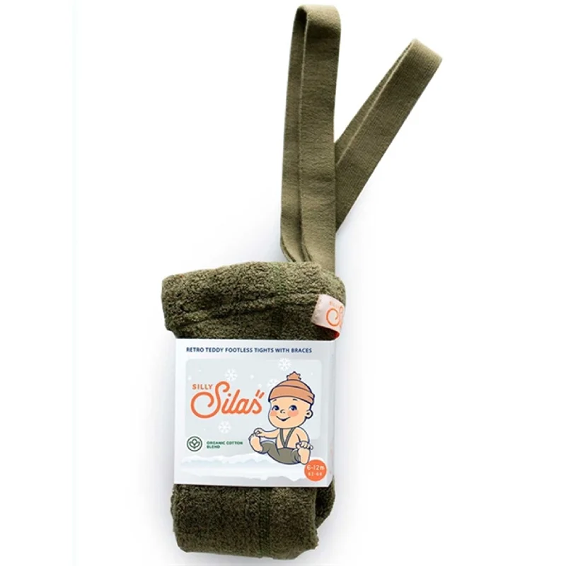 Extra long version Silly Silas Teddy Warmy Footless Tights Olive