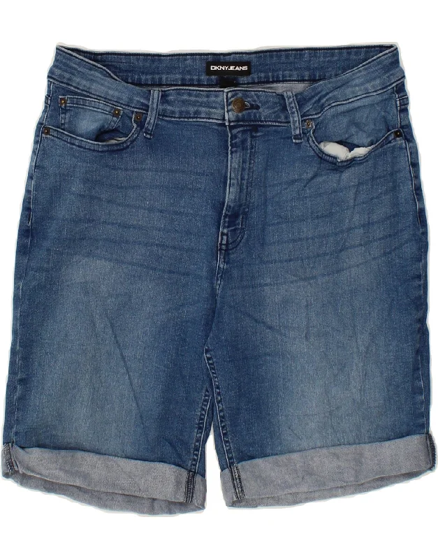 Elegant And Charming DKNY Womens High Waist Denim Shorts US 16 2XL W34 Blue Cotton