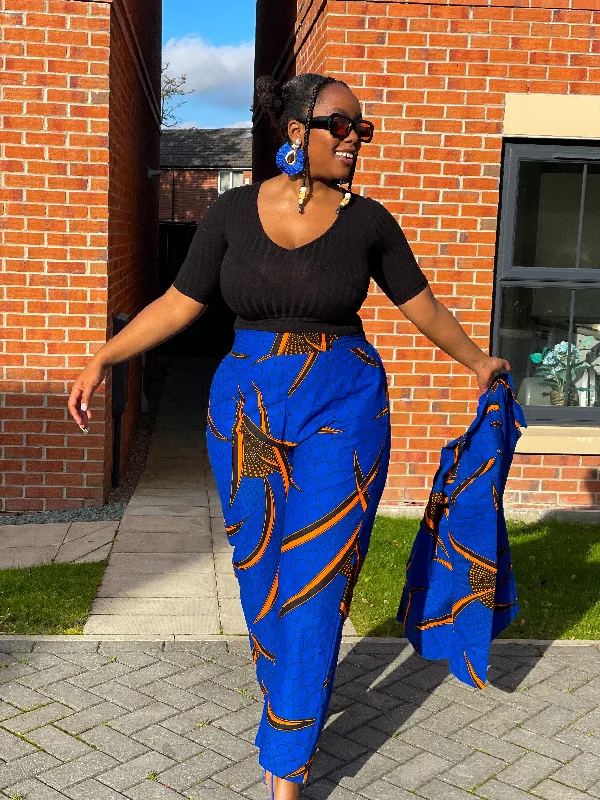 Retro Dress Goldie Ankara High waisted Trouser | Blue African Print