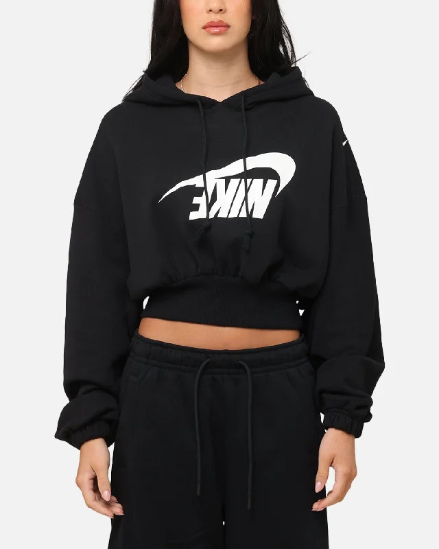 Youthful Vitality Nike Women's Sportswear Oversized Cropped Fleece Pullover Hoodie Black/Sail