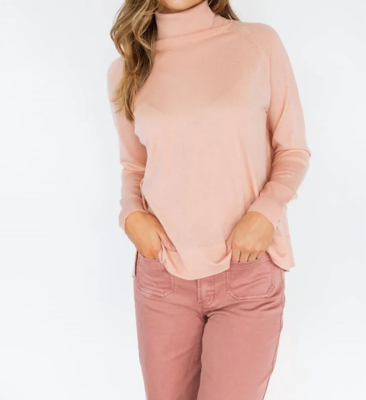 Effortless Style Turtle Neck Sweater In Petal