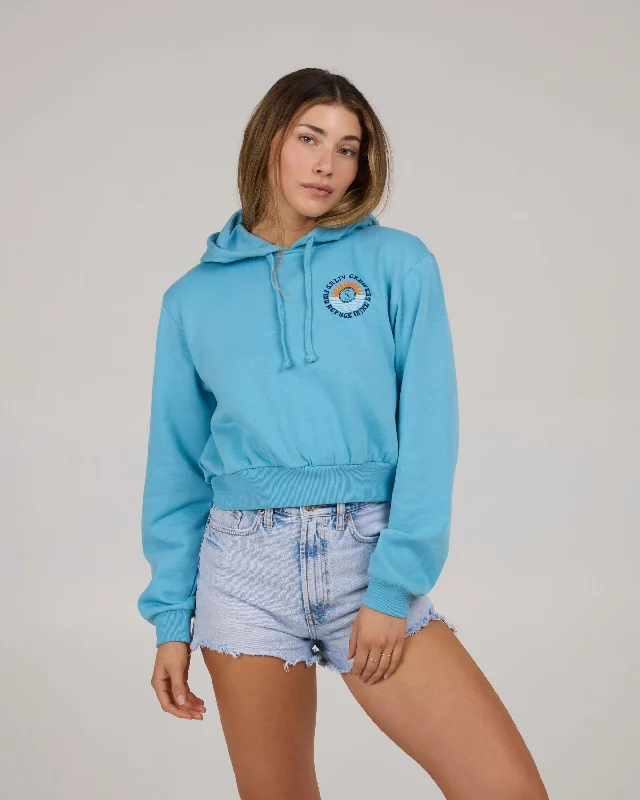 Fashion Classic Daybreak Crop Fleece Hoodie - Lagoon Blue