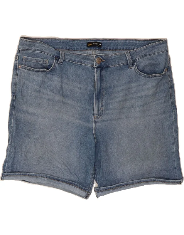 Retro Lace Fabric LEE Womens Regular Fit Mid Rise Denim Shorts W40 2XL Blue