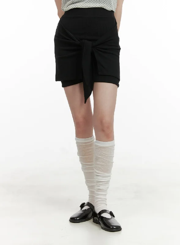 Simple research Front Wrap Cotton Shorts CY414