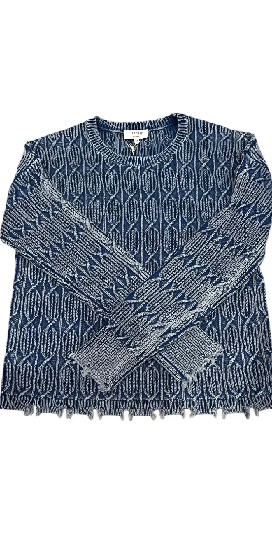 Sports Series Crew Denim Cable Sweater In Acid Wash