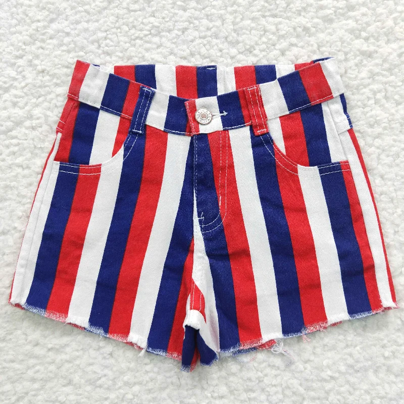 American Style girls striped denim shorts SS0082