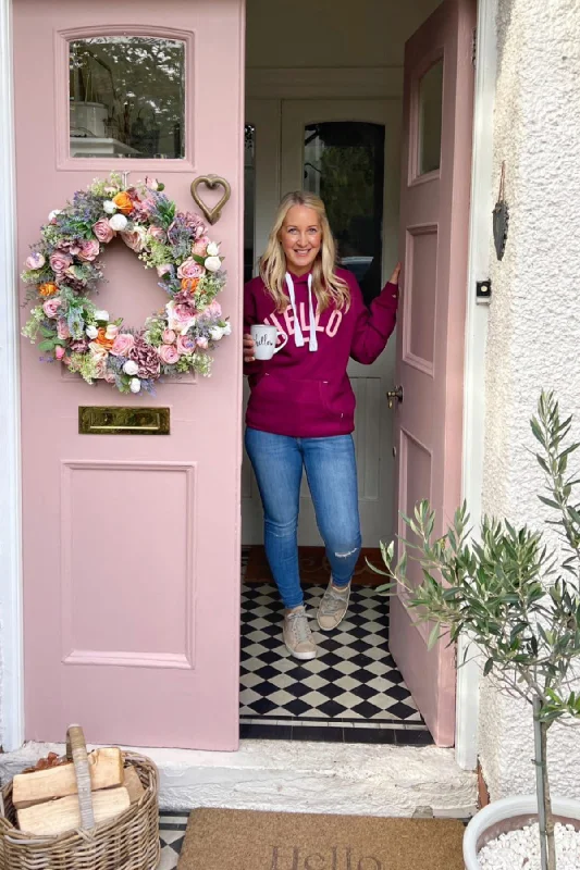 Floral Prints Luxe - Cranberry Hello Pullover Hoodie