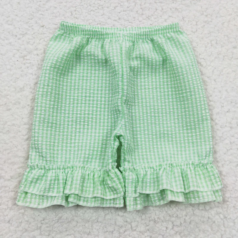 Unique Fashion girls green plaid shorts SS0066