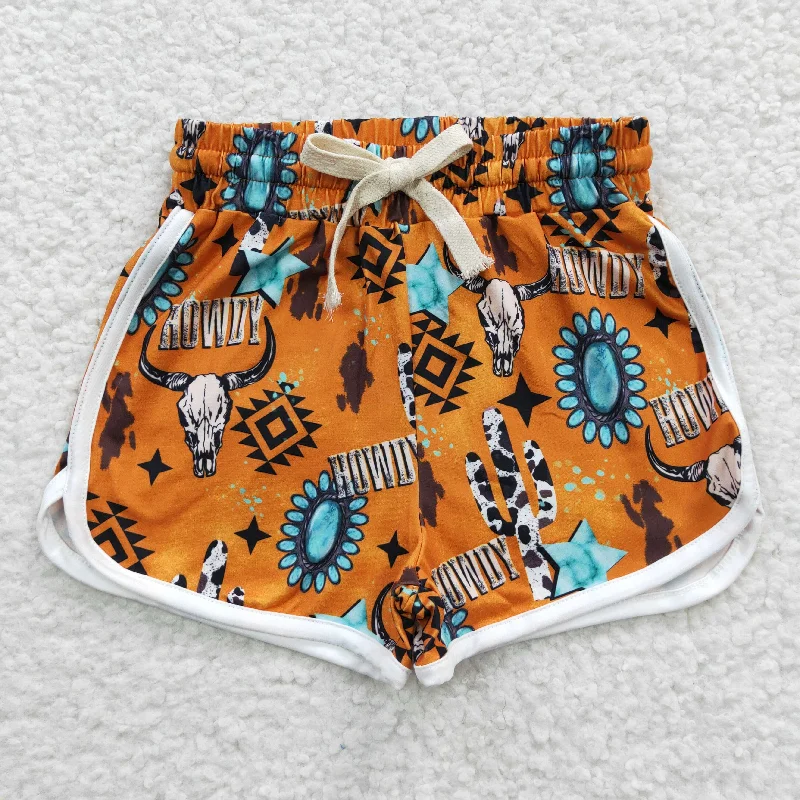 Stylish Comfort girls gem printed brown shorts SS0090
