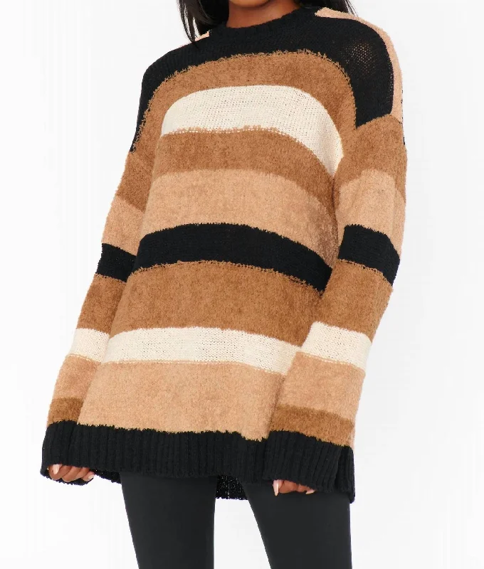 Retro Stripes Timothy Tunic Sweater In Multi Stripe Knit