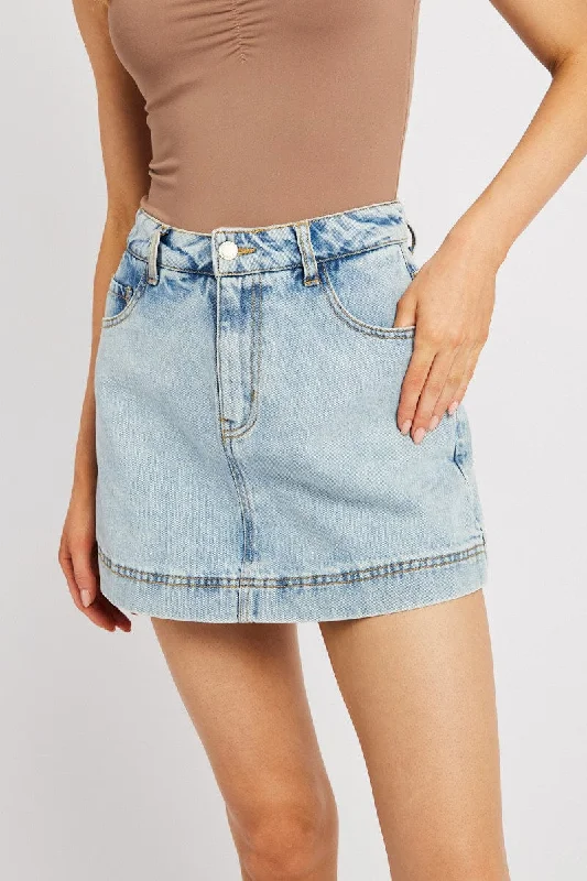 Printing decoration Denim Skort Skirt High Rise