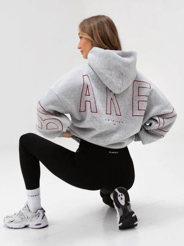 Cozy Look Embroidered Isabel Oversized Hoodie - Cherry Red