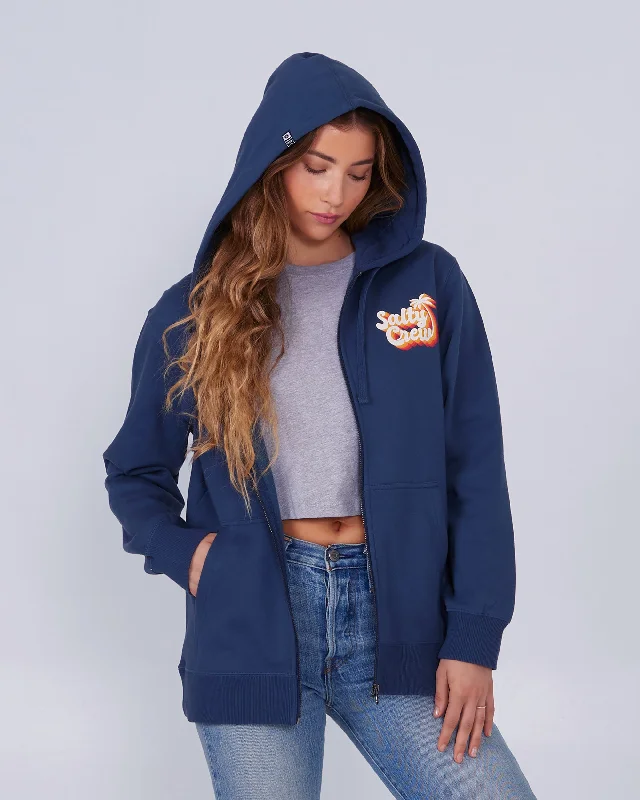 Chic Relaxation Salty Seventies Zip Fleece Hoodie - Denim