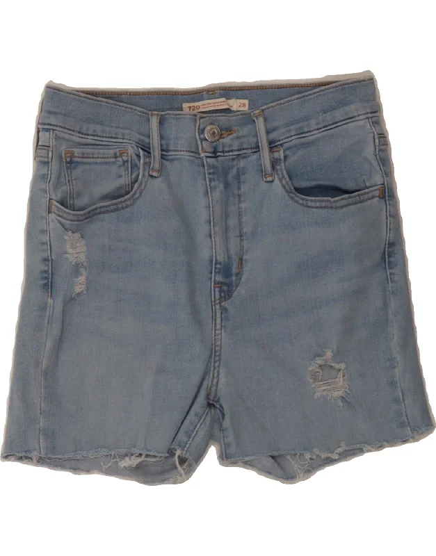 Cozy Look LEVI'S Womens 720 Distressed Denim Shorts W28 Medium Blue Cotton
