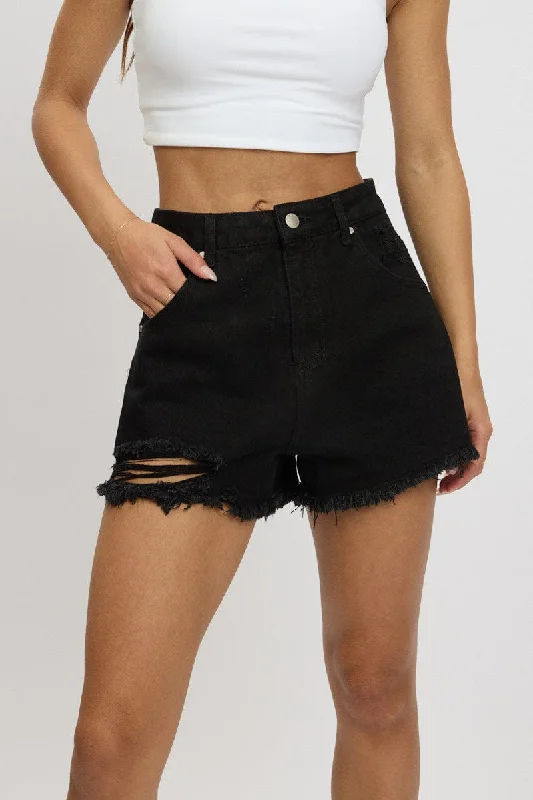 Sports And Leisure Black Relaxed Short High Rise