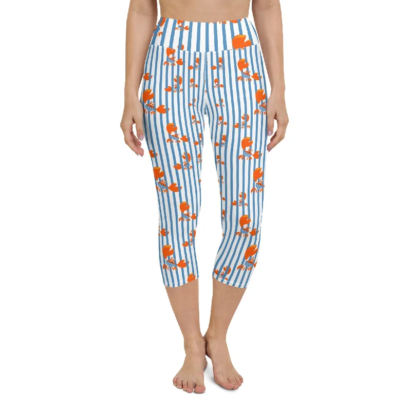 Street Sports Style Stripes & Crabs Yoga Capris