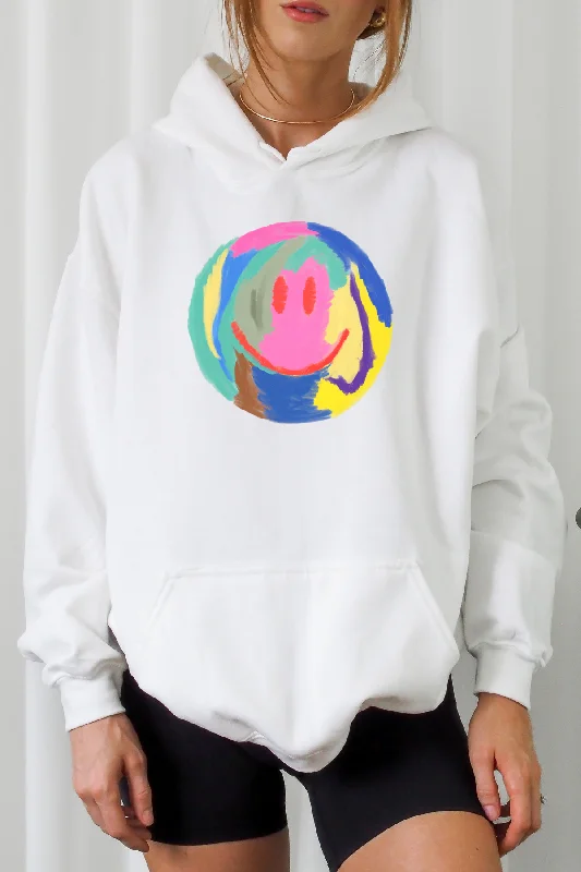 Simple Style Smiley Face Hoodie