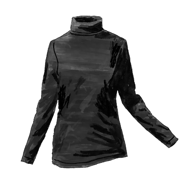 Hip-hop Style Cotton Jersey Turtleneck