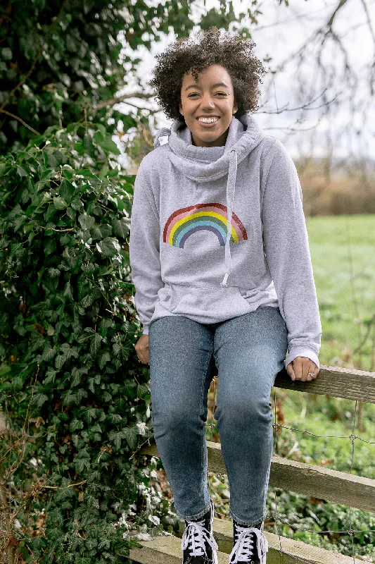 Comfy Pants Grey Rainbow Cowl Neck Hoodie