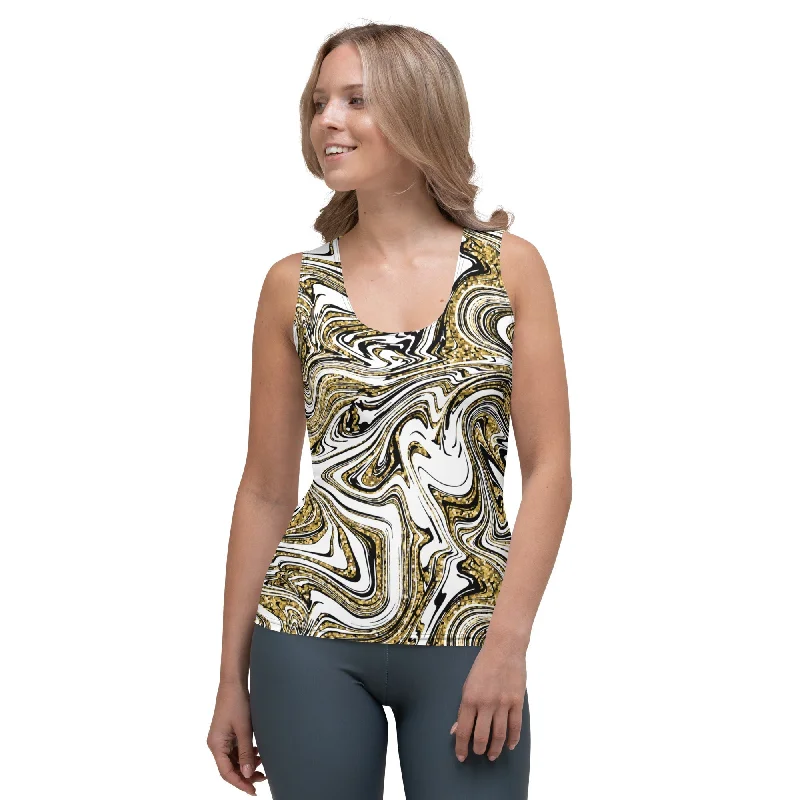 Cozy Sweaters Glitter Print Marble Tank Top