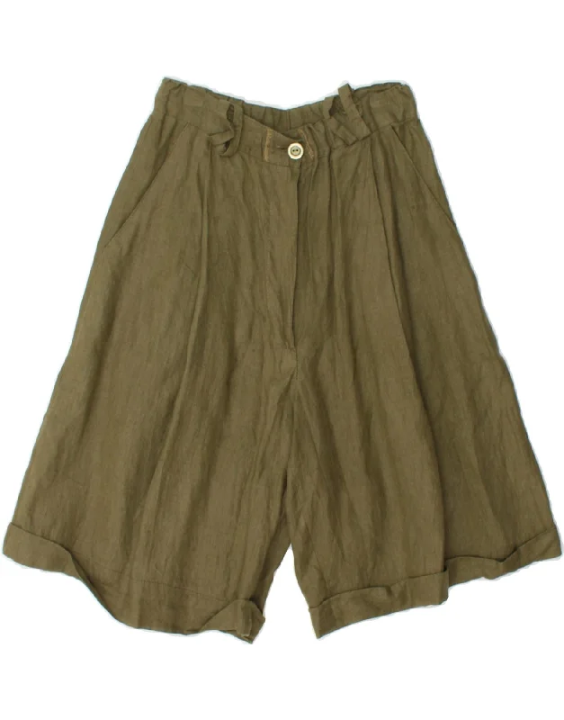 Exquisite Design VINTAGE Womens Wide Leg High Waist Casual Shorts IT 42 Medium W24  Khaki