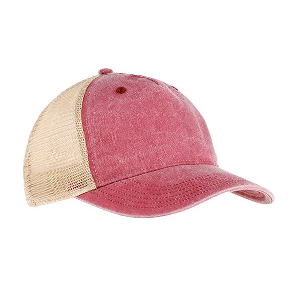 Unique Fashion AP1924 - Authentic Pigment Pigment Dyed 5-Panel Trucker Hat | Nautical Red/Khaki