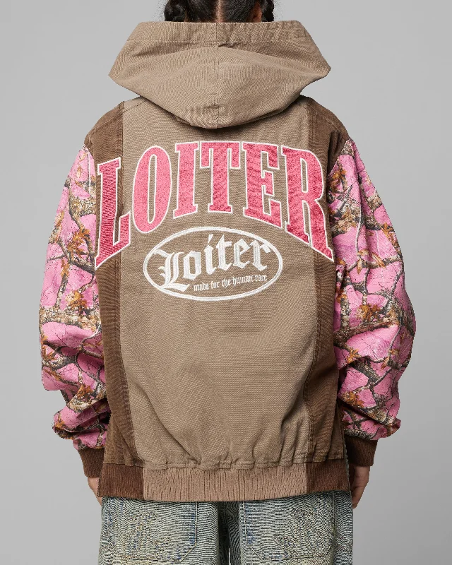 Classic Retro Loiter Splinter Hoodie Pink Camo