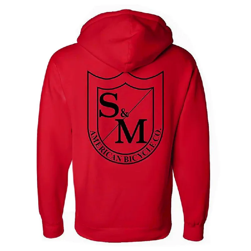 Unique Prints S&M Two Shield Heavy Pullover Hoodie - Red