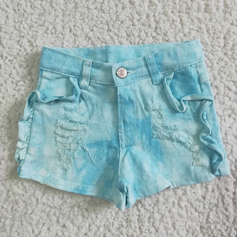 Comfortable Looks Blue White denim shorts