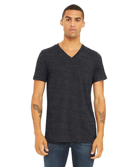 Classic Choice 3655C - Bella + Canvas Unisex Textured Jersey V-Neck T-Shirt | Charcoal Black Slub