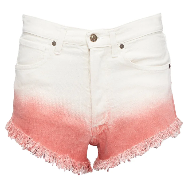 Sports Casual Style Alanui Papaya Ombre Dip Dye Frayed Denim Shorts