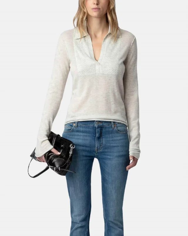 Fresh And Capable Sally Diamante Cashmere Sweater In Neige