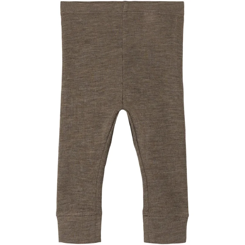 Refreshing Design Name It Walnut Wossa Wool/Silk Rib Long Johns